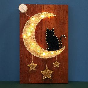 [미디공] 달 고양이 스트링아트(우드/LED)